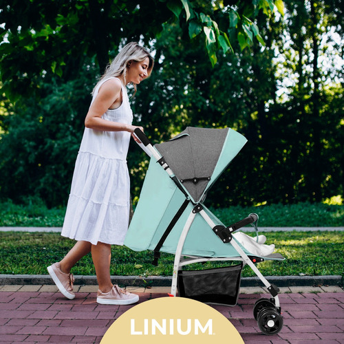 Carriola Carreola De Bastón Linium Plegable Bebé Premium Color Agua
