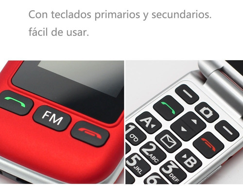 Teléfono Celular Senior, Flip Teléfono Móviles Para Personas Mayores Con Teclas Grandes, Con Sos Botón, Cámara,doble Sim,batería De Larga Duració,rojo