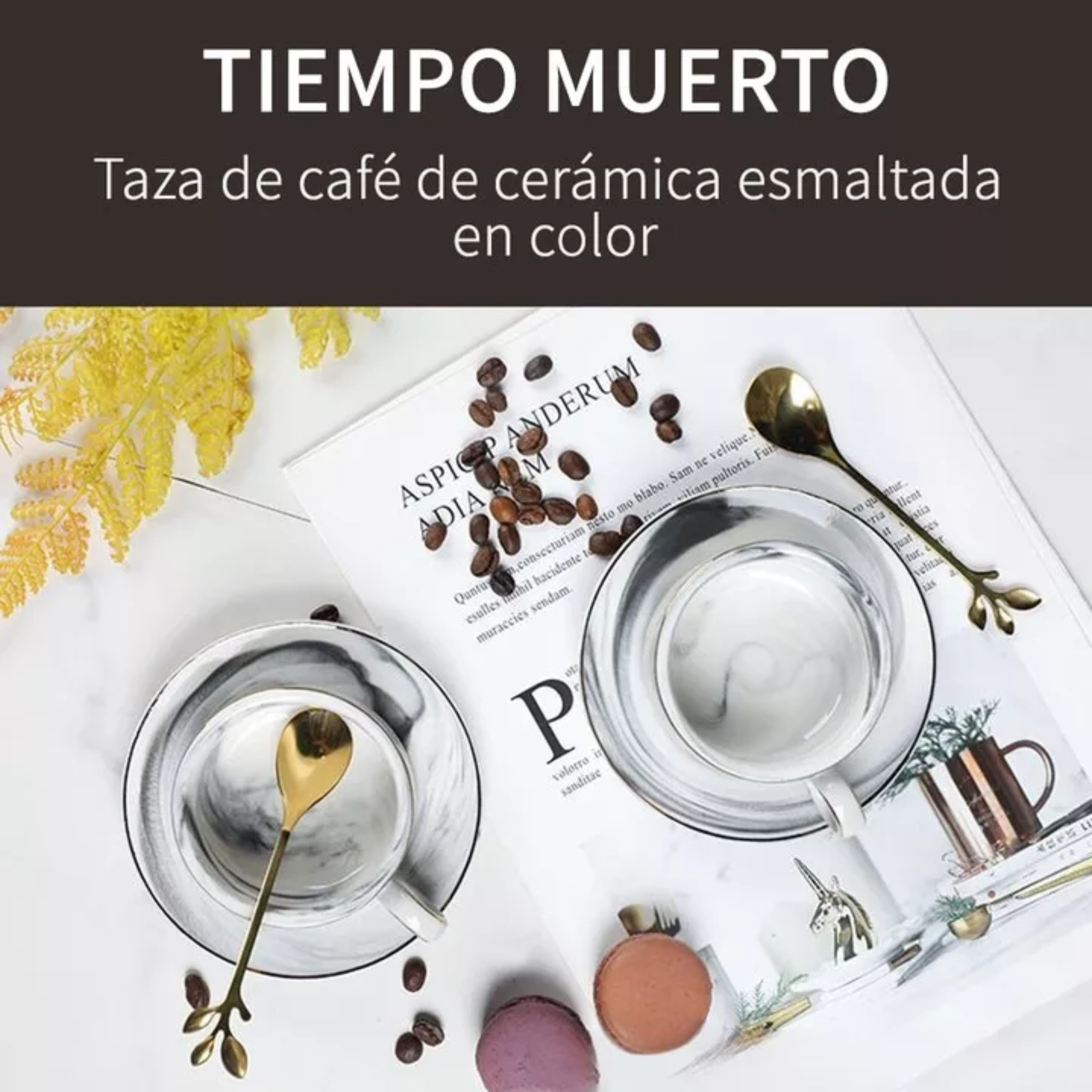 Juego De Tazas De Expreso Con Base De Metal, 6 Piezas