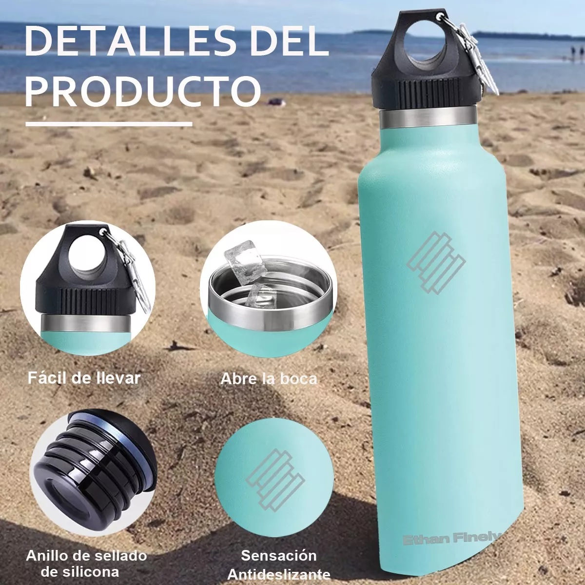 Vasos Termico Acero Inoxidable Taza Termo Botellas Para Agua Turquesa