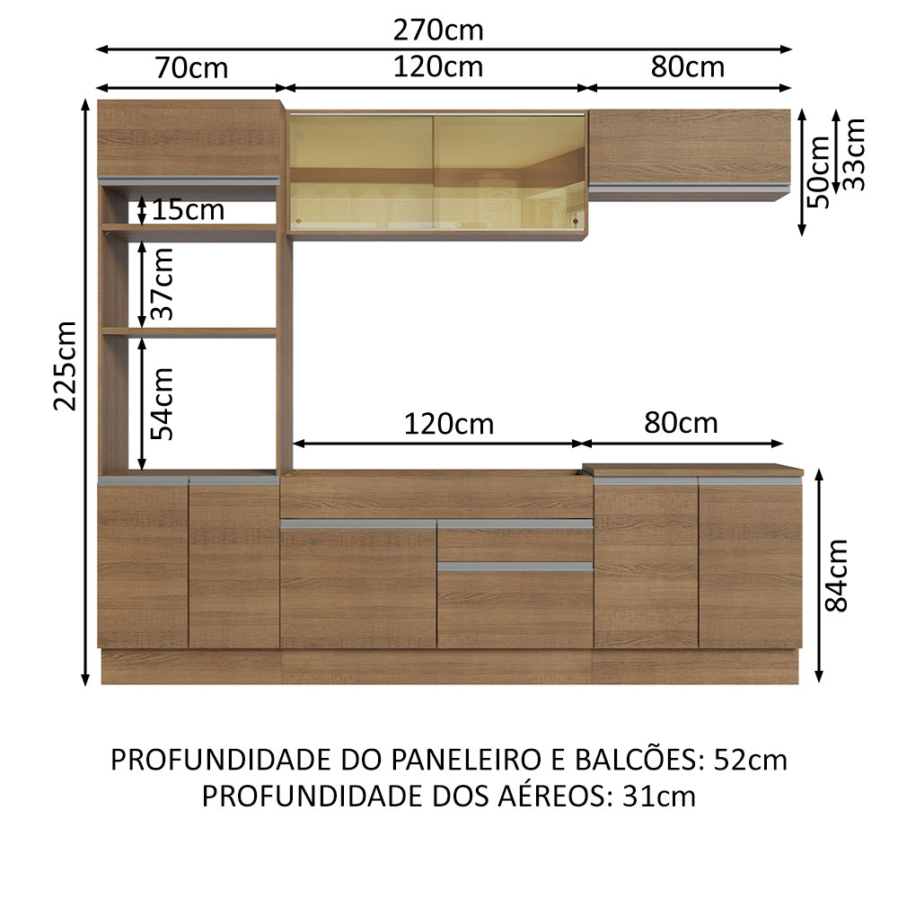 Cocina Integral Completa Modular Madesa Glamy 270cm MM 10