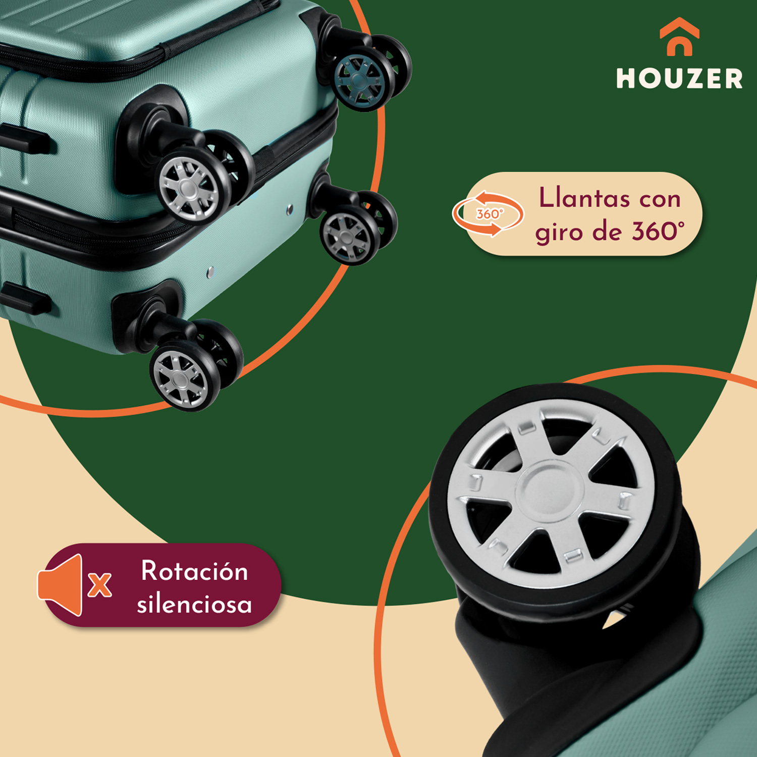 Set de 2 Maletas Equipaje Viaje Cabina Avion 21' Y 18' 4 Ruedas 360° Kit maleta