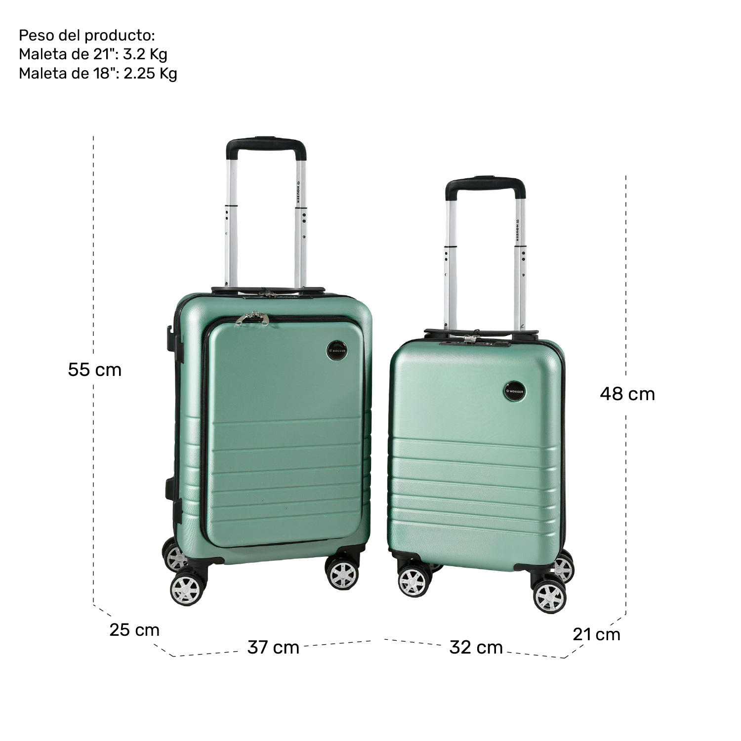 Set de 2 Maletas Equipaje Viaje Cabina Avion 21' Y 18' 4 Ruedas 360° Kit maleta