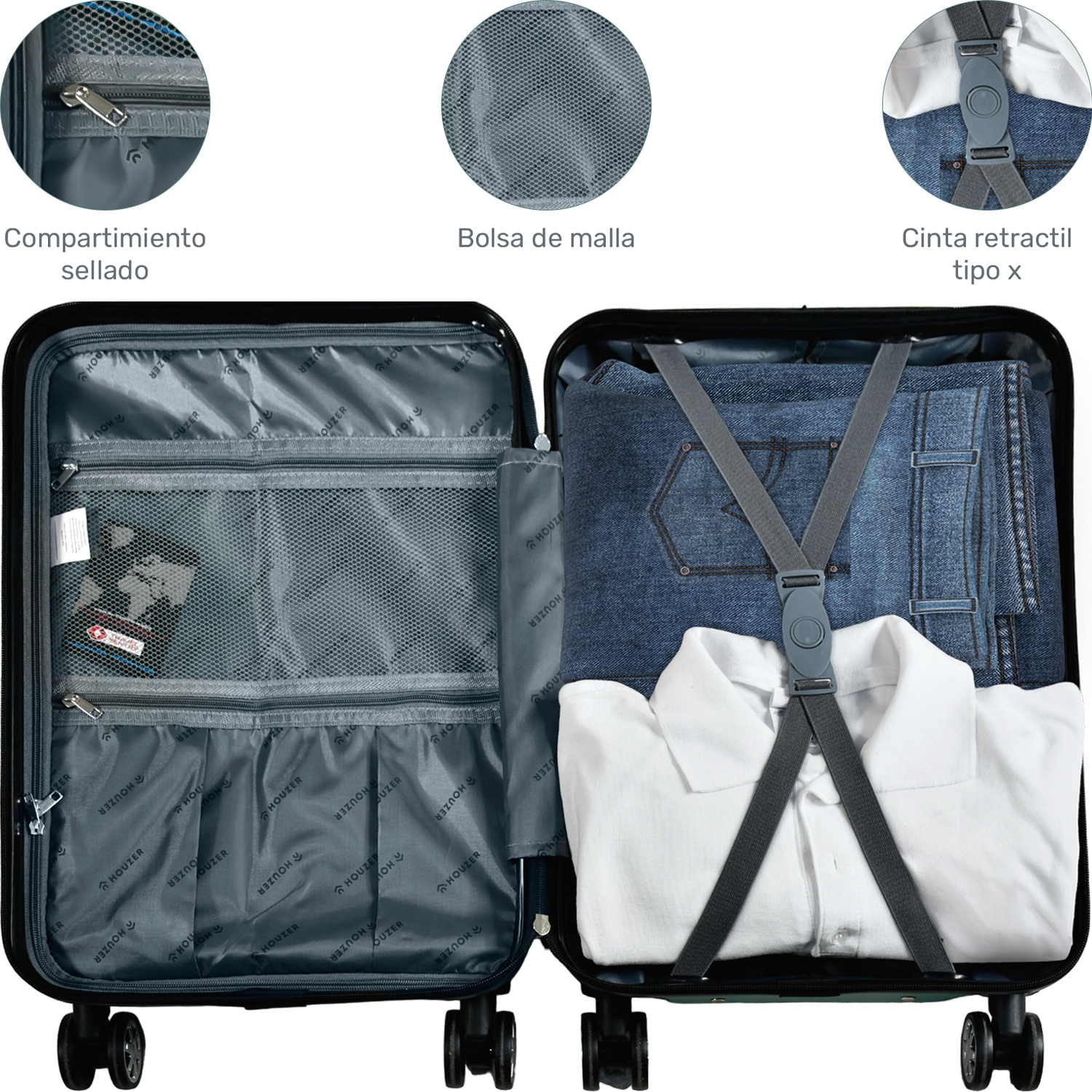 Set de 2 Maletas Equipaje Viaje Cabina Avion 21' Y 18' 4 Ruedas 360° Kit maleta