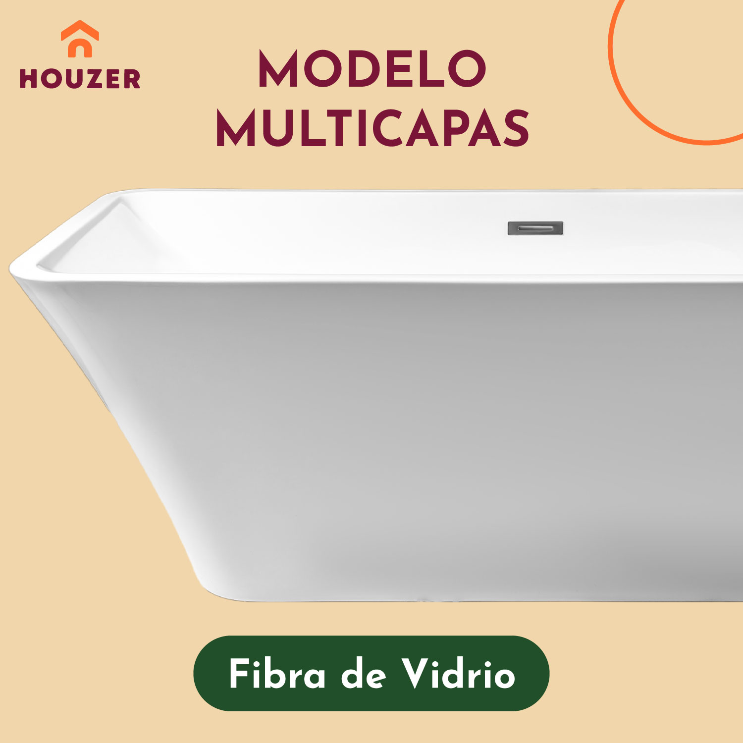 Tina Baño Premium Lujo 280l Fibra Vidrio 172x77x62 Cm