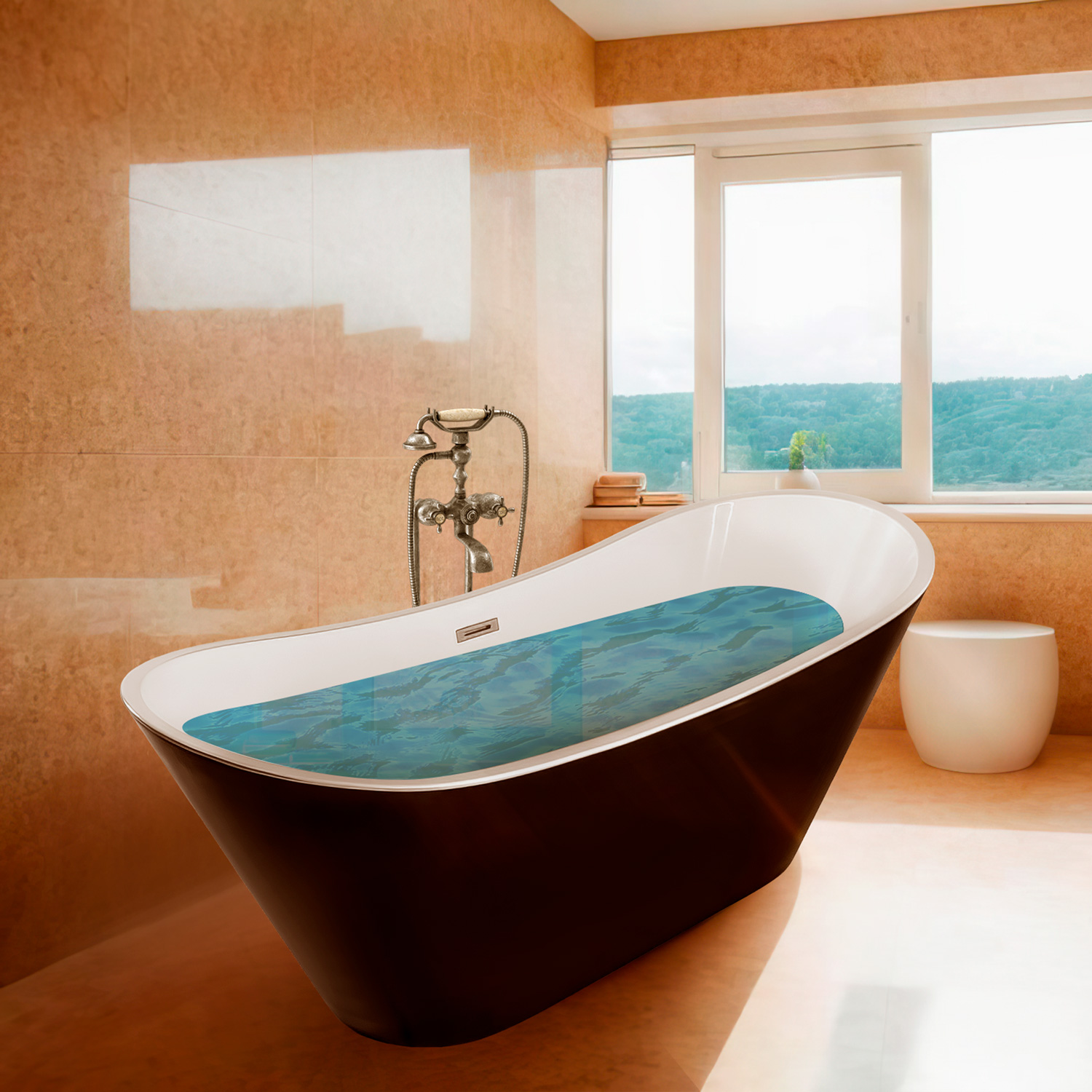 Tina Baño Fibra De Vidrio Bañera Lujo Teseo 170 X 72 X 70 Cm