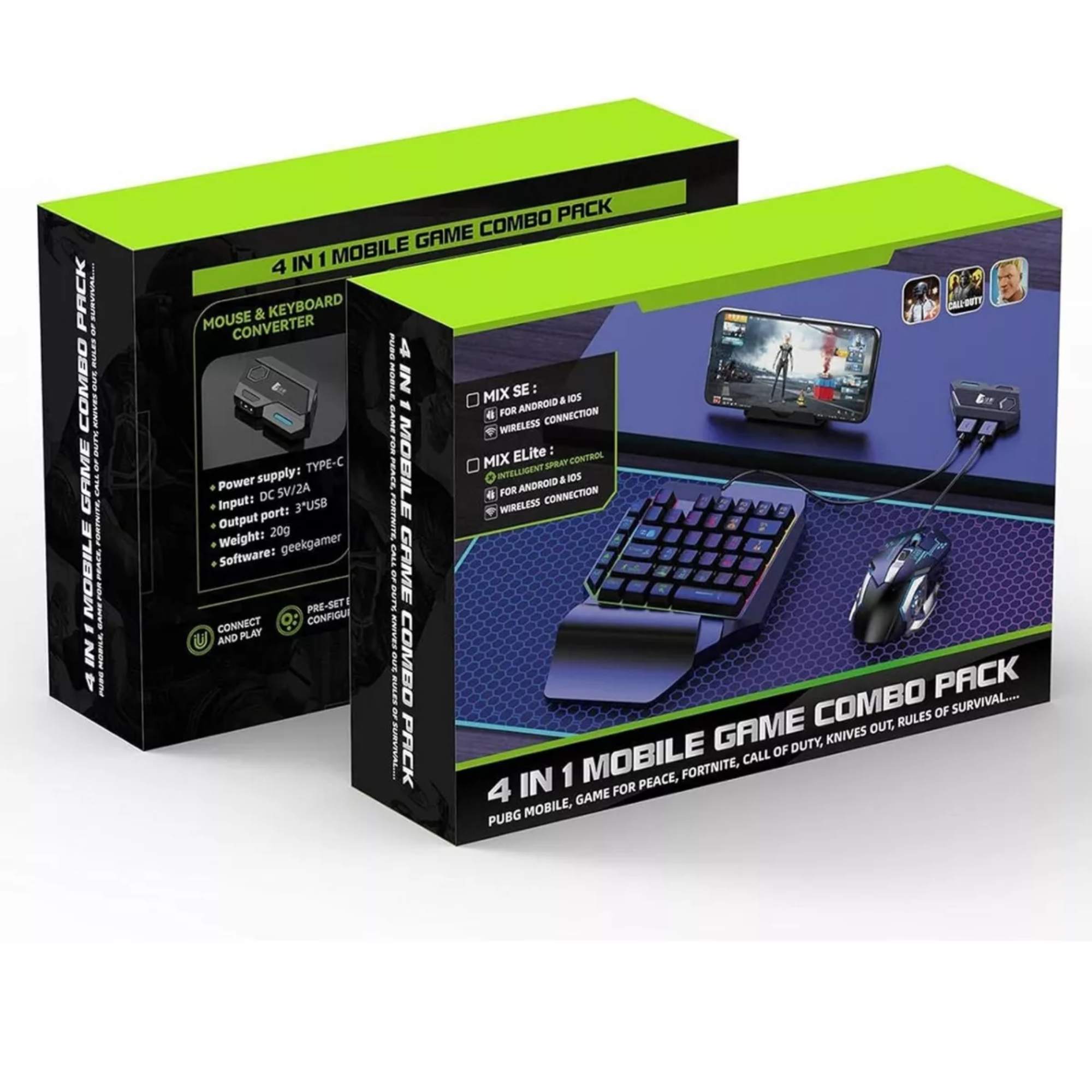 Set Teclado De Una Mano Mouse Gamer 4 En 1 Para Teléfono
