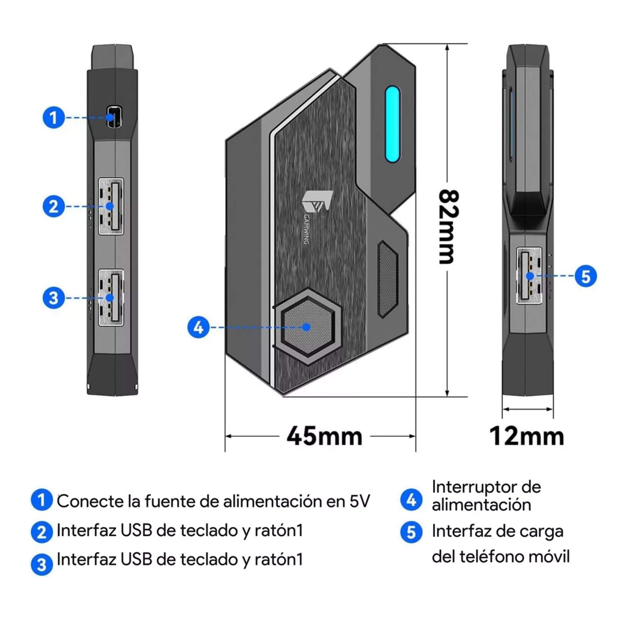 Set Teclado De Una Mano Mouse Gamer 4 En 1 Para Teléfono
