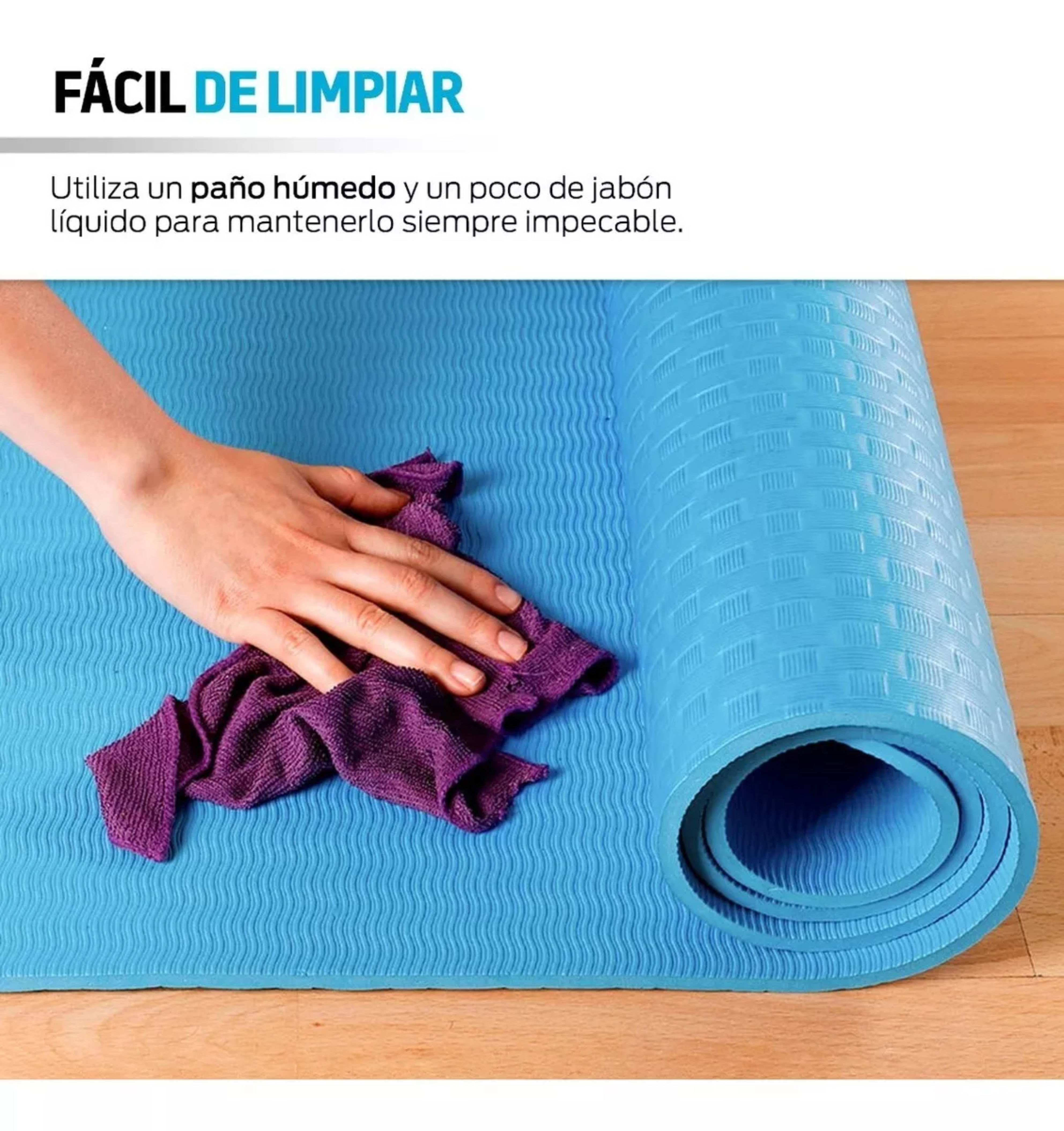 Yoga Mat de 9 mm de Grosor para Pilates, Ejercicio, Gimnasio, Resistente, Flexible y Portátil, Azul, fácil de limpiar, enrollable