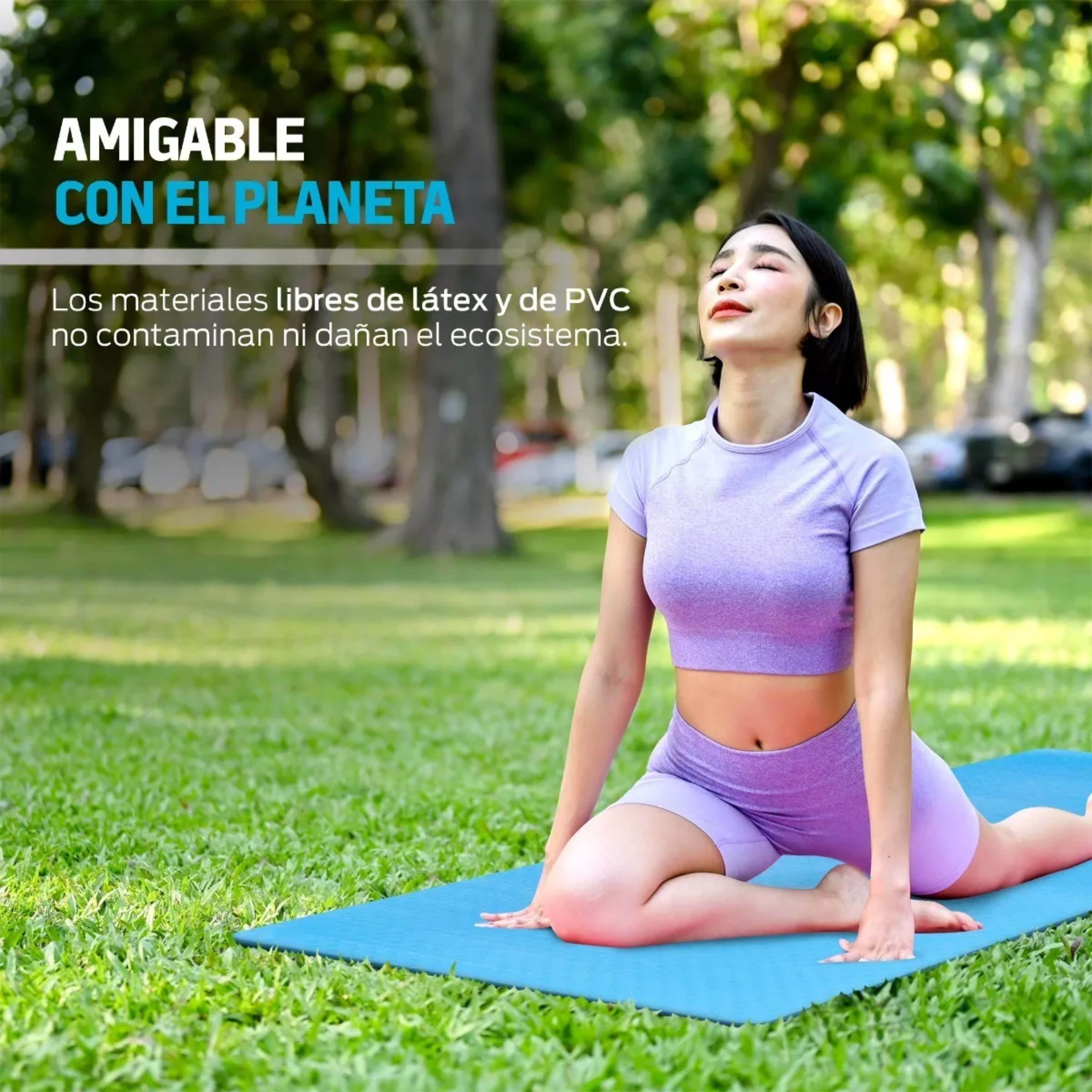 Yoga Mat de 9 mm de Grosor para Pilates, Ejercicio, Gimnasio, Resistente, Flexible y Portátil, Azul, fácil de limpiar, enrollable