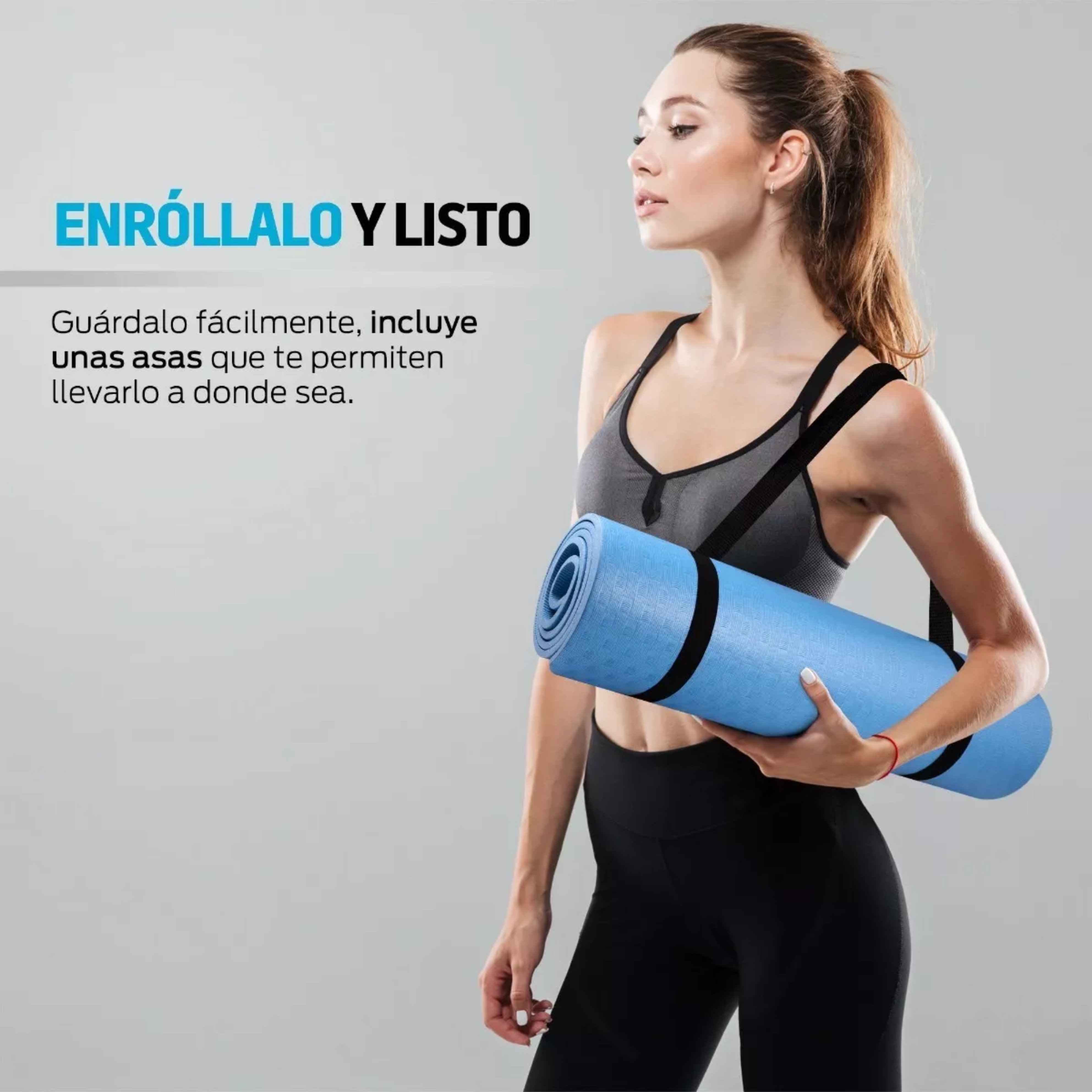 Yoga Mat de 9 mm de Grosor para Pilates, Ejercicio, Gimnasio, Resistente, Flexible y Portátil, Azul, fácil de limpiar, enrollable