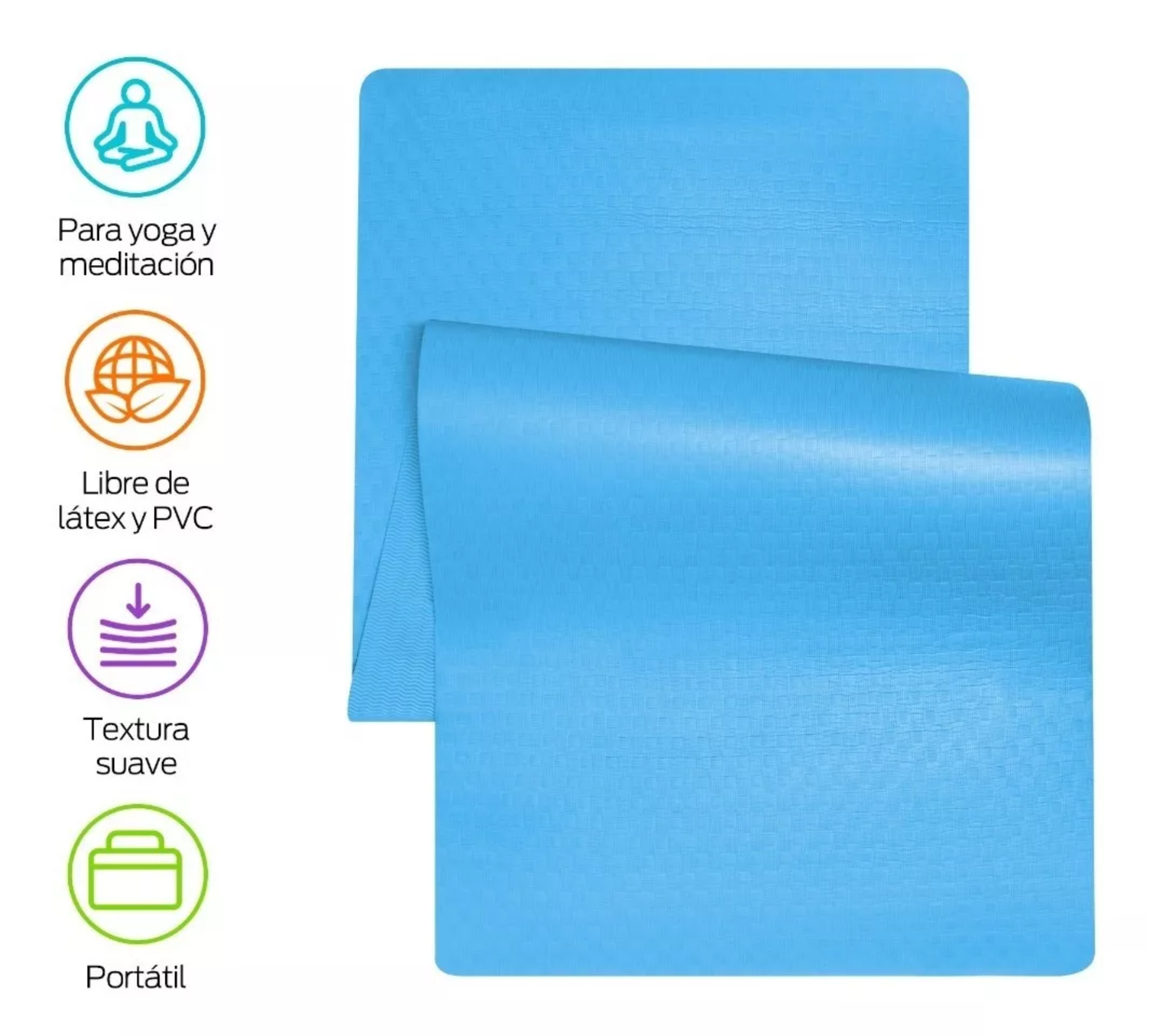 Yoga Mat de 9 mm de Grosor para Pilates, Ejercicio, Gimnasio, Resistente, Flexible y Portátil, Azul, fácil de limpiar, enrollable