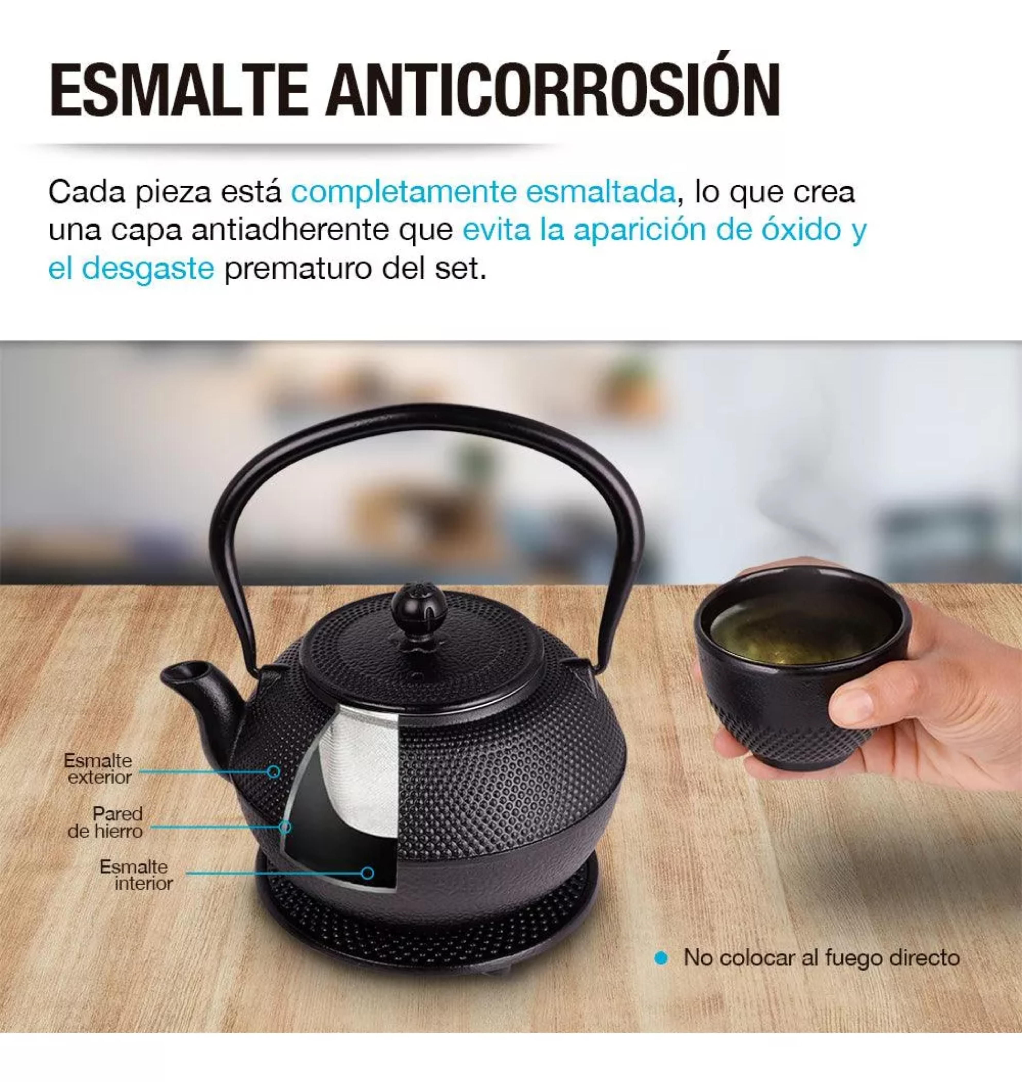 Tetera Japonesa De Hierro Fundido Con Infusor Acero Redlemon