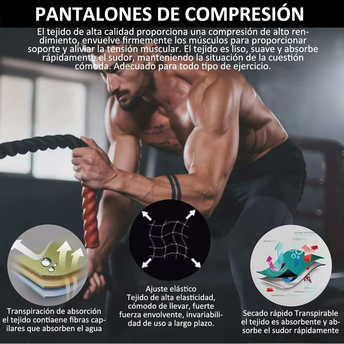 Kit Lycra Fitness Hombre Transpirable Mallas Correr Deportiva 3p Talla M