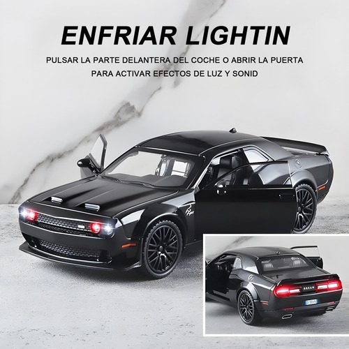 Coleccion Escala Coches Juguete Srt Luz Y Sonido Base 1:32 Color Negro Portatil