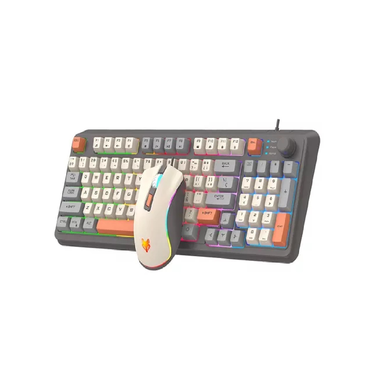 Kit de teclado y mouse gamer Español Latinoamérica teclado negro y mouse blanco