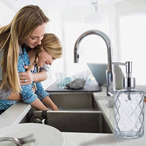 Despachador Dispensador Dosificador Jabón 330 Ml De Vidrio Gris 