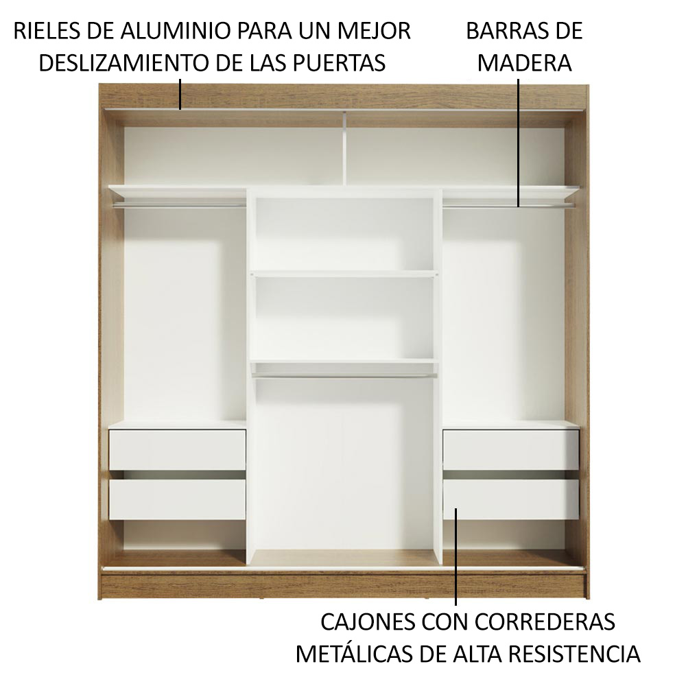Ropero Closet Madesa 3 Puertas 3 Espejos MN