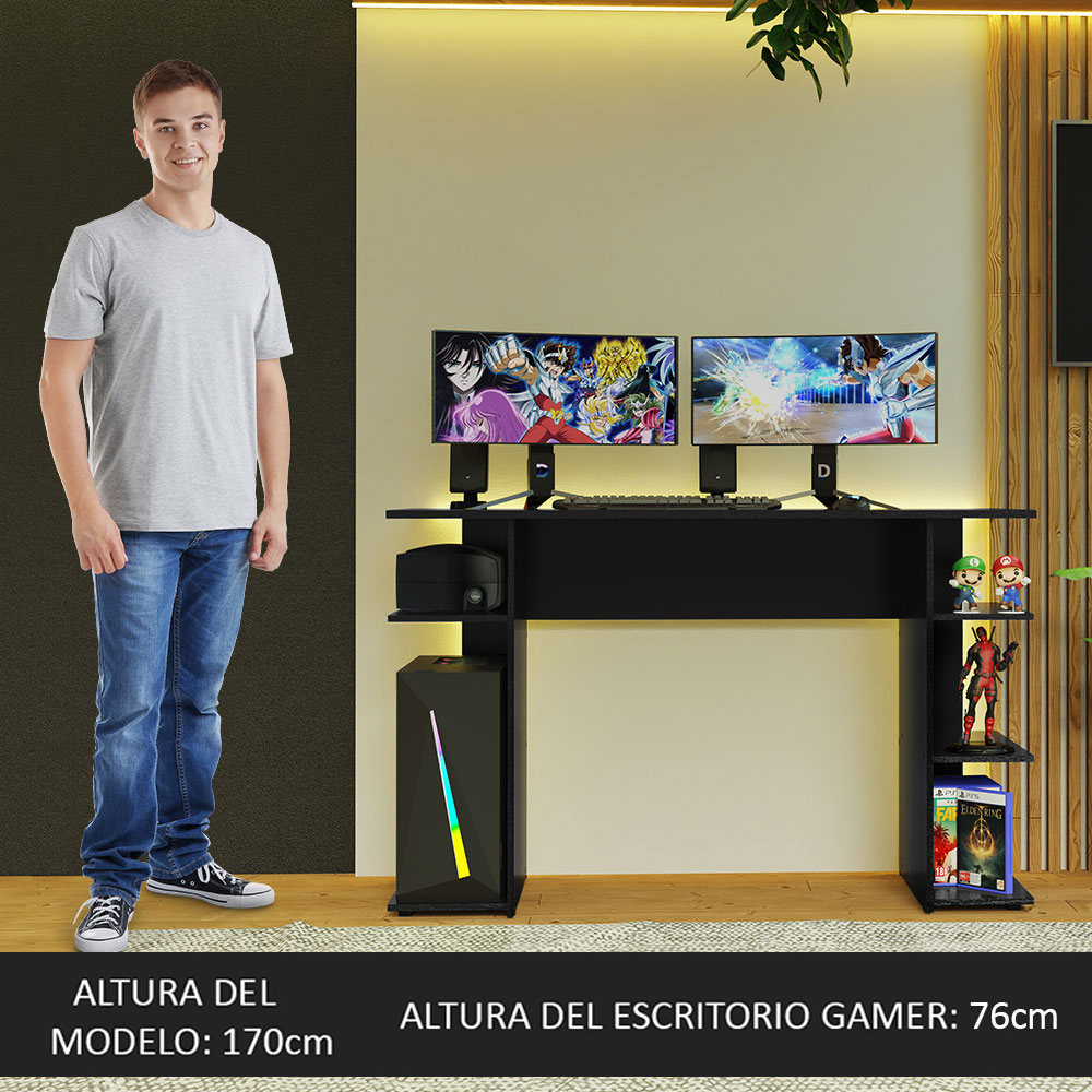 Mesa Gamer Escritorio Para Computador Madesa 9424 NN