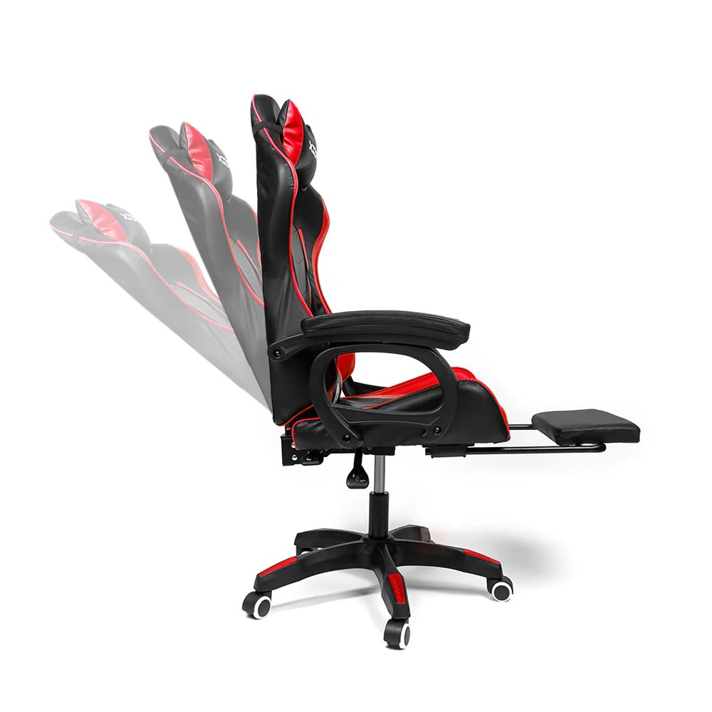 Silla Gamer Ergonómica con Masajeador Lumbar & Posapies Rosa