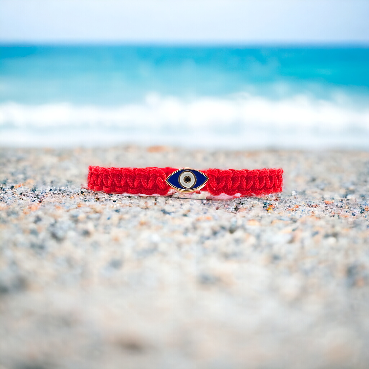 Pulsera Ojo Turco de Plata .925 y Chapa Oro 14k de Hilo rojo