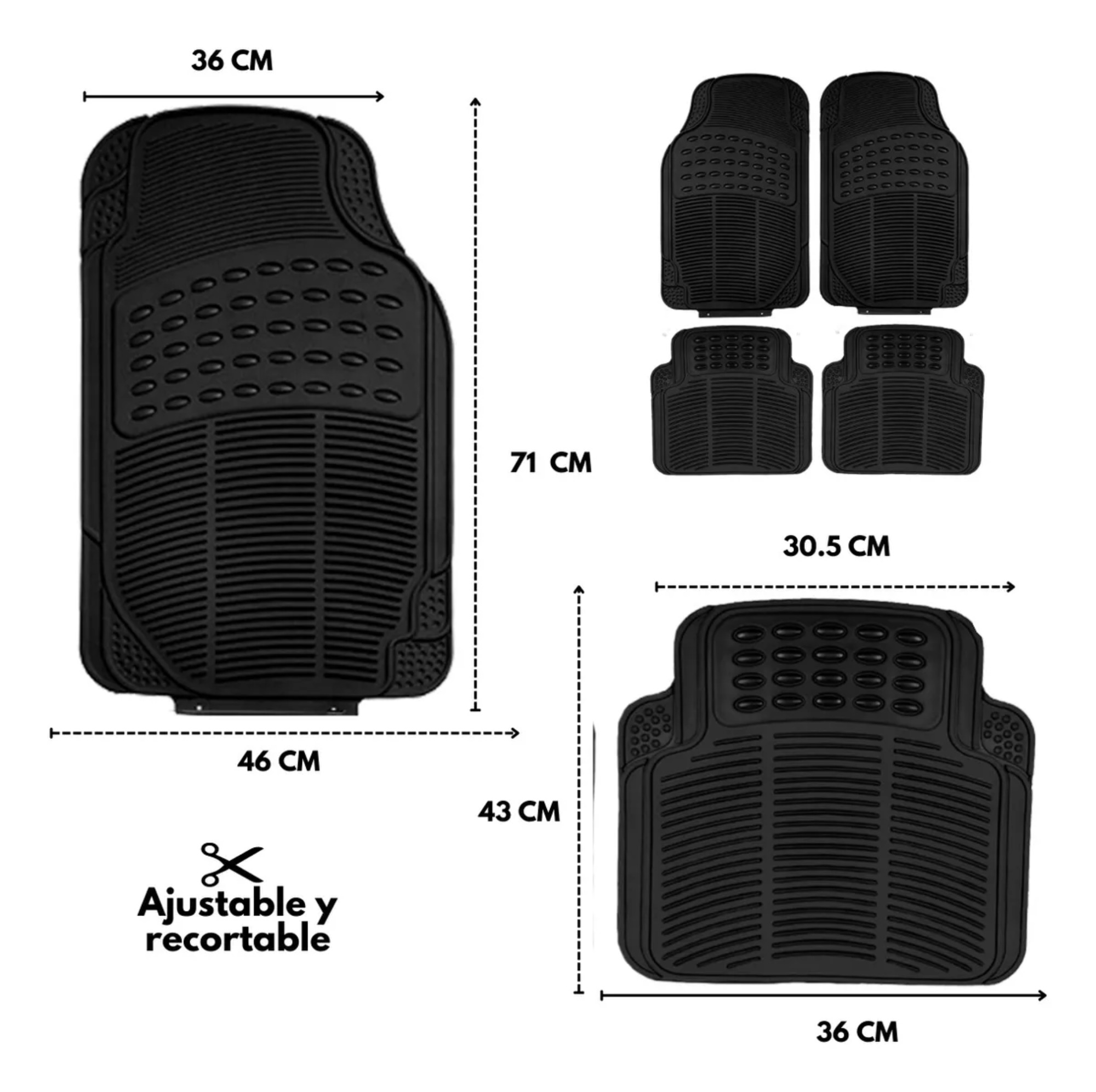 Tapete Para Auto Universal Uso Rudo Juego De 4 Piezas