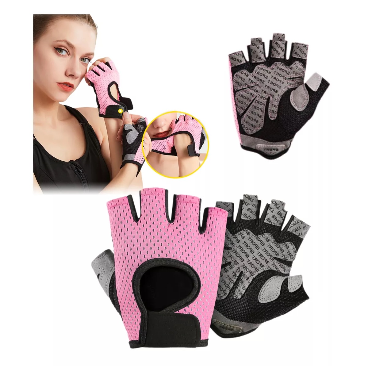 Guantes Gym Fitness Guantes Para Pesas Rosa L