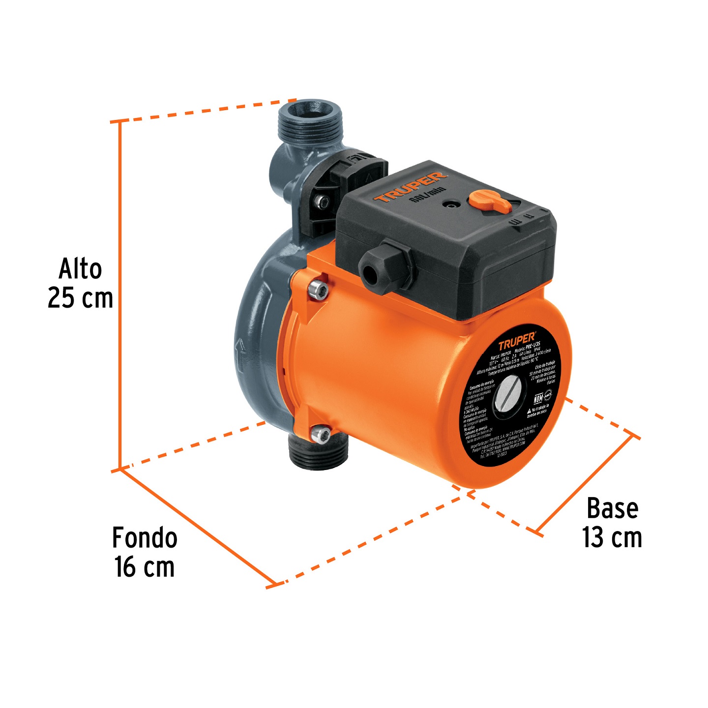 Bomba presurizadora 1/3 HP, Truper altura max.12m 