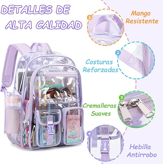 A Mochila Transparente Escolares Juveniles, Mochilas Transparente de PVC Grueso