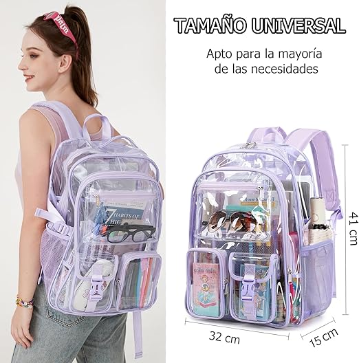 A Mochila Transparente Escolares Juveniles, Mochilas Transparente de PVC Grueso
