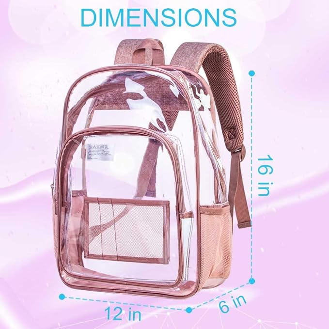 A Mochila transparente, mochila transparente resistente - Rosa