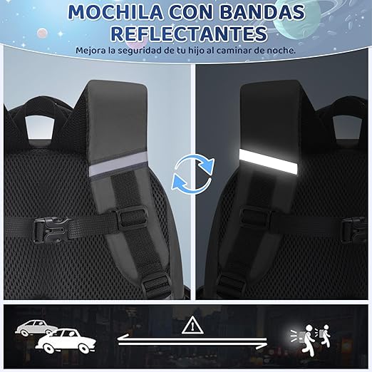 A Nasjac Mochilas Escolares para Niños, 5 Piezas Bolsa Escolar de Astronauta Espacio Gran Capacidad con Fiambrera