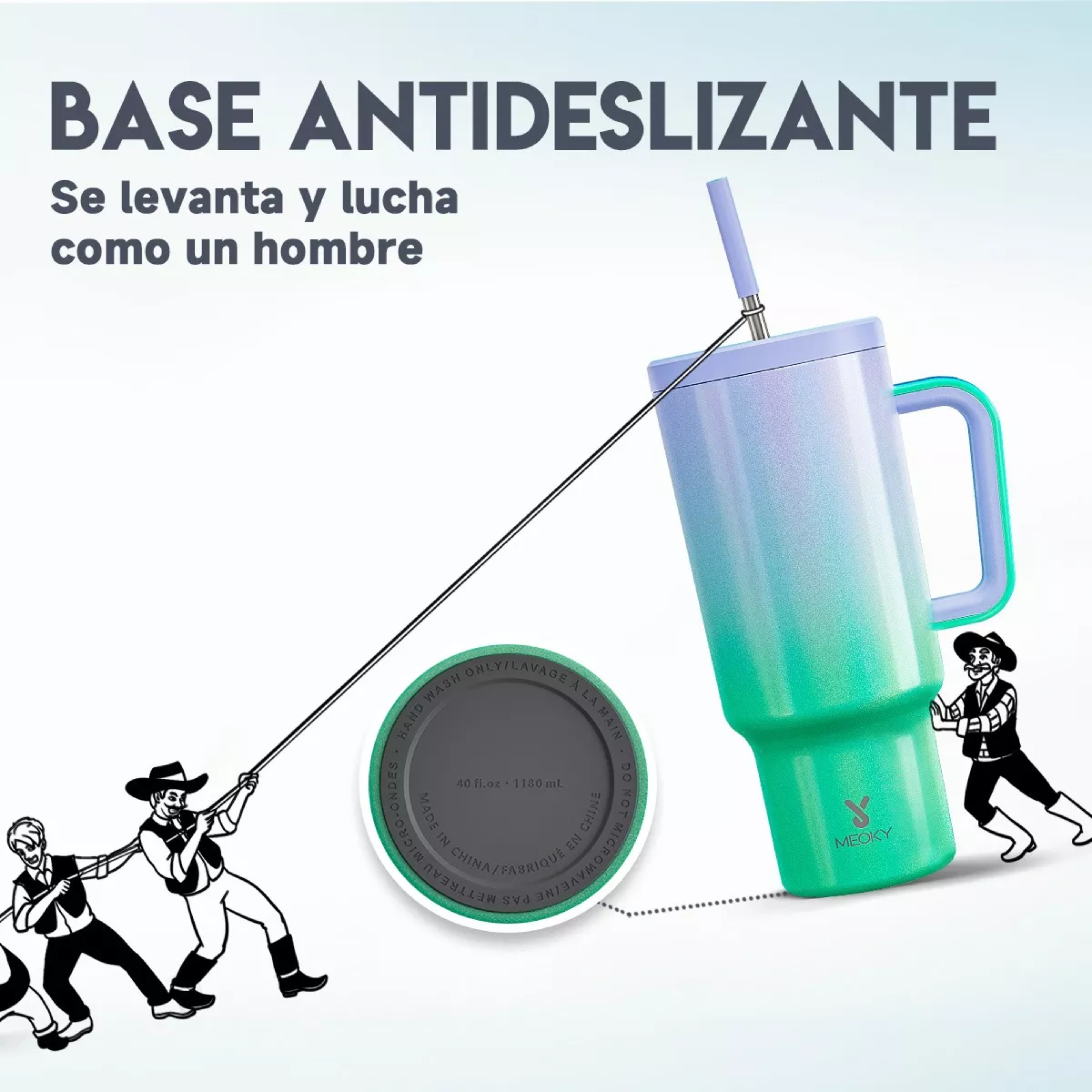 Meoky Vaso 40oz Con Asa, Taza De Viaje De Acero Inoxidable