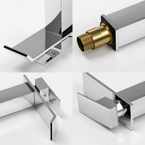 Grifo Monomando Mezclador Fregadero Baño Acero Inoxidable Plata 