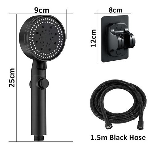 Regadera Kit De Ducha Tipo Telefono De Mano Acero Inoxidable negra