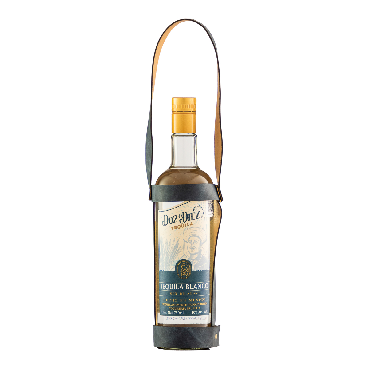Tequila Dos o Diez Blanco "Don Silverio" con Correa 750 Ml