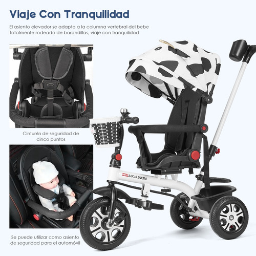 5 En 1 Carriola De Bebé Baston Tipo Triciclo Plegabl Portáti