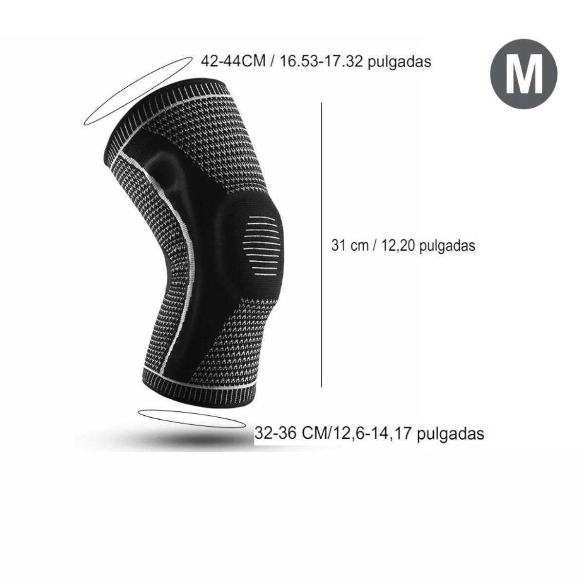 Rodillera deportiva M negro blanco profesional almohadilla TPE soporte elástico antideslizante gel