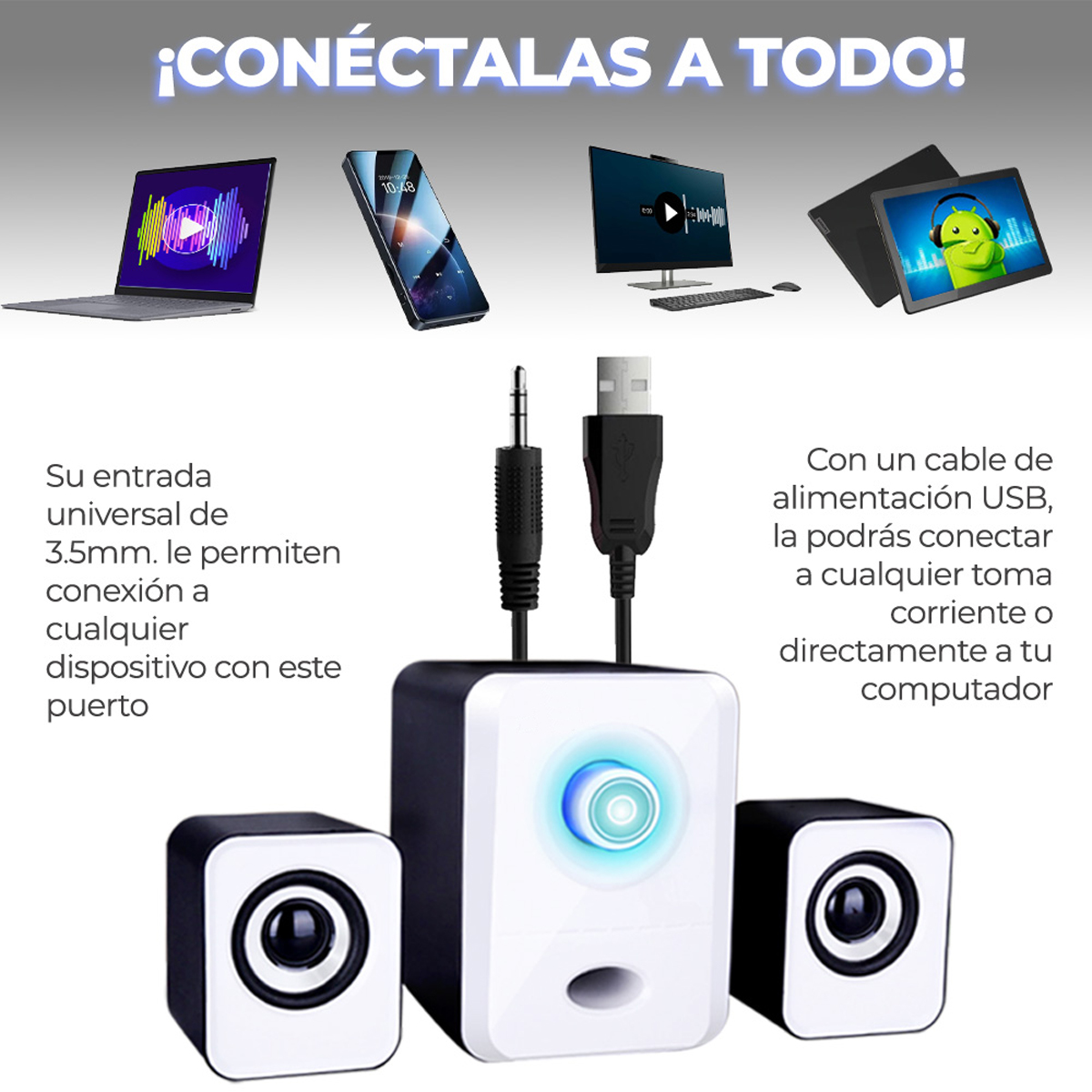 Bocina Ele-gate Bct.303 Portátil Blanca 110v blanco o negro