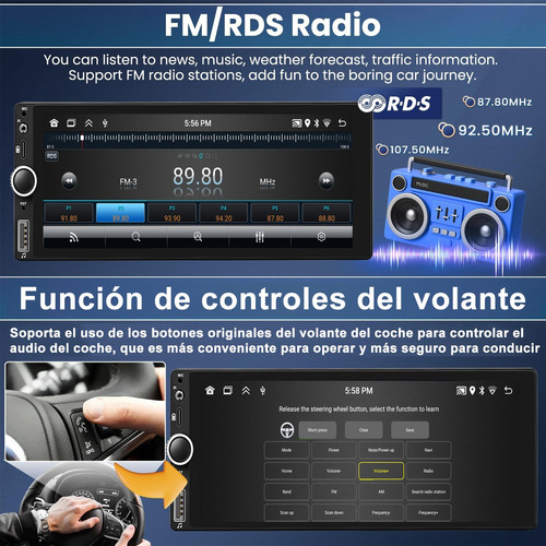 Autoestéreo De Pantalla Carplay Android2+32g Gps Wifi Cámara