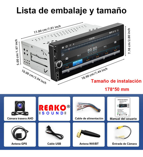 Autoestéreo De Pantalla Carplay Android2+32g Gps Wifi Cámara