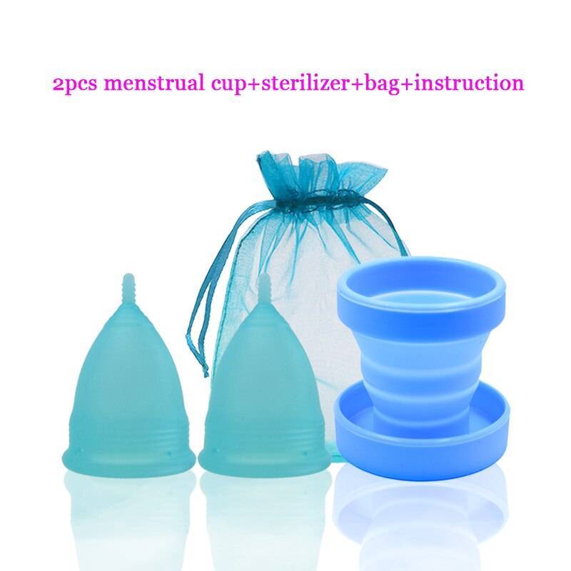 Copa Menstrual Silicona Médica Vaso Limpieza AZUL