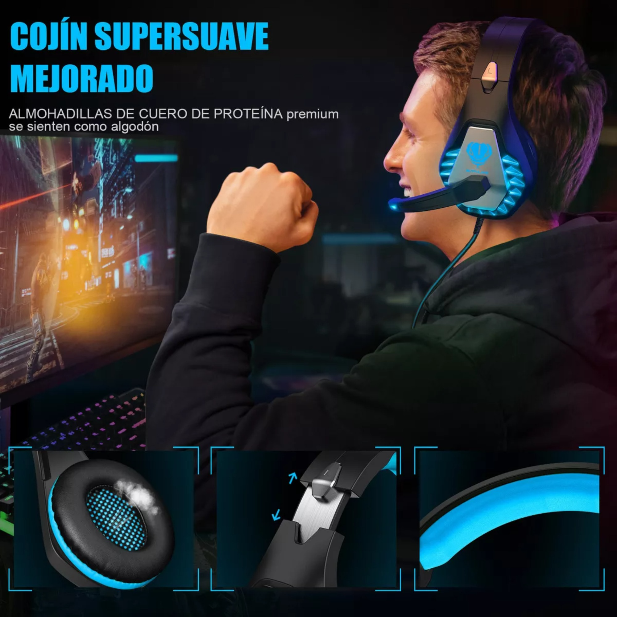 Auriculares Pacrate Gamer Gh-1 Con Microfono Color Luxury Black