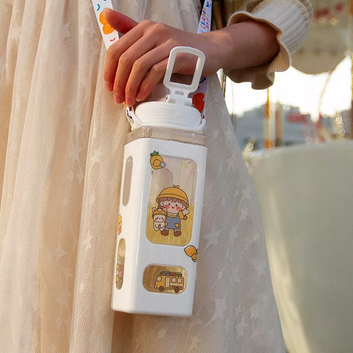 Botella De Agua Portátil Capacidad 900 Ml Color Blanco