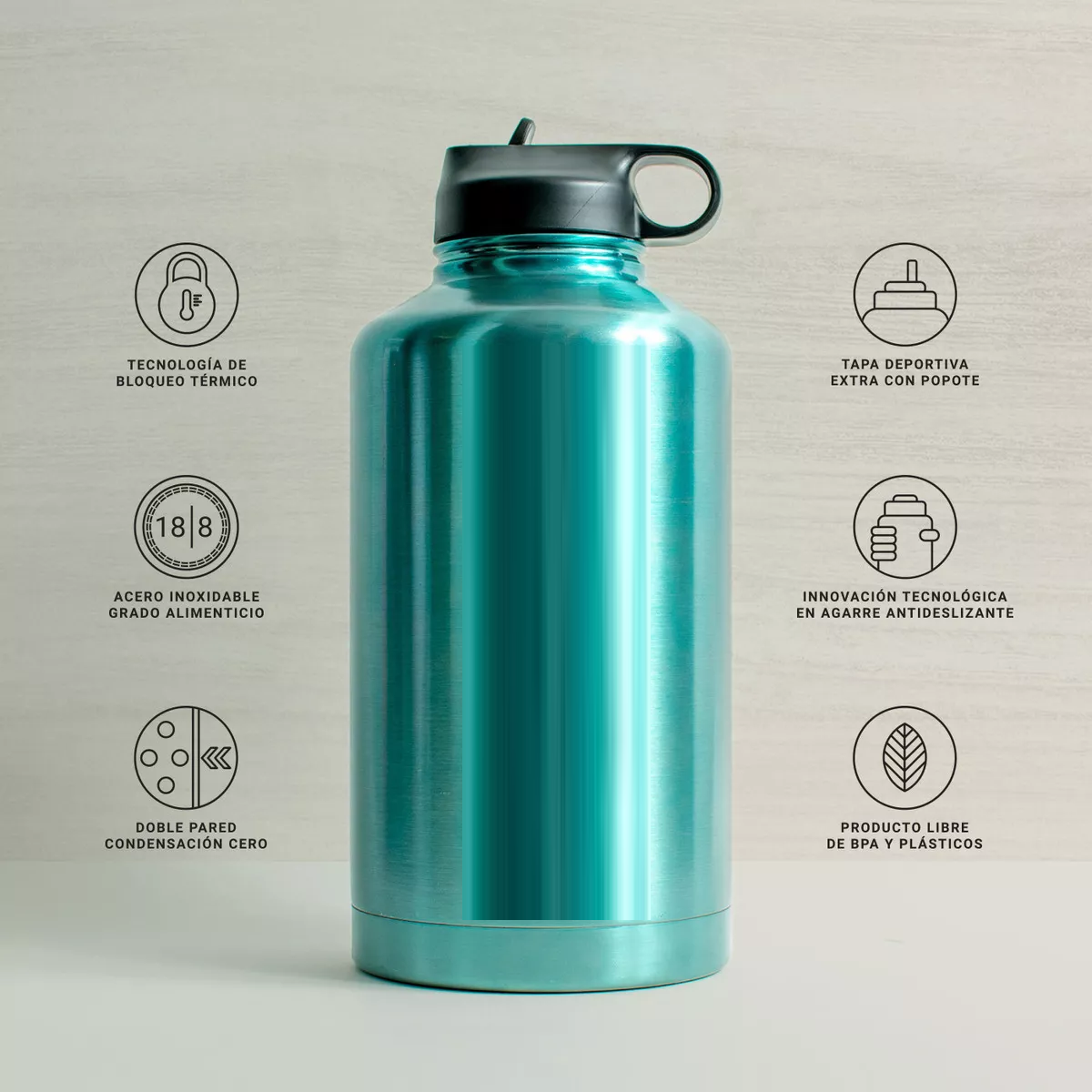 Botella De Agua Térmica Frío Y Calor 2lt Azul Aqua
