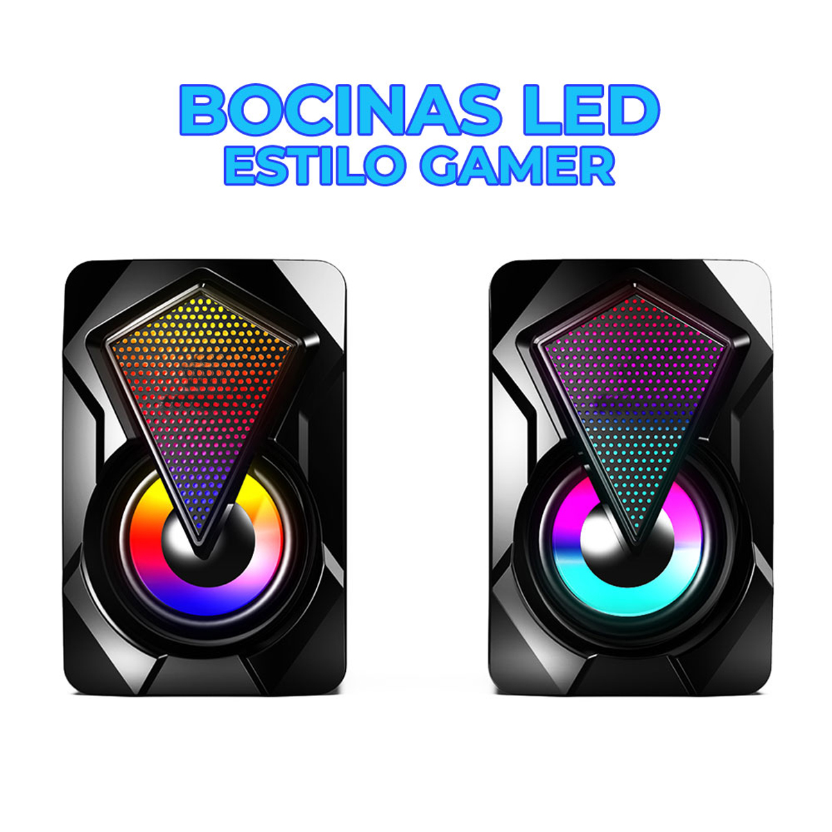 Bocinas Rgb Para Computadora Laptop Altavoces Rgb Con Control De Volumen Portatil 3.5mm USB estilo gamer con colores brillantes