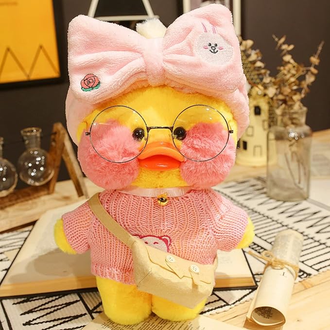 Jesir Peluche de Pato Kawaii de 30 cm,Pato De Peluche Suave con Ropa