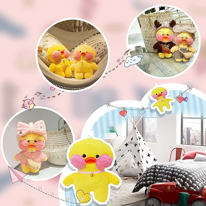 Jesir Peluche de Pato Kawaii de 30 cm,Pato De Peluche Suave con Ropa