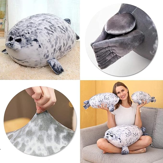 EIGYO Almohada Felpa Foca Gordito,Lindas muñecas Plushie del Sello Cojín Decorativo