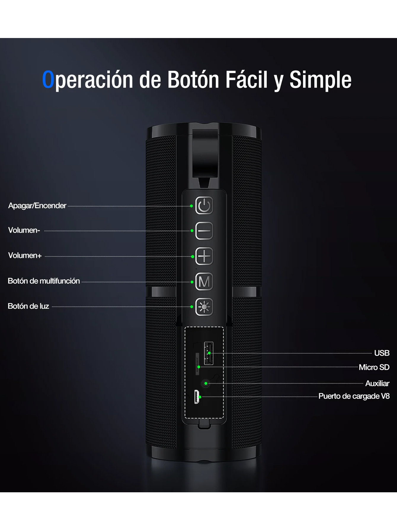 1 Bocina Bluetooth Portátil 1hora Boc060 5.1 Altavoz Inalámbrico